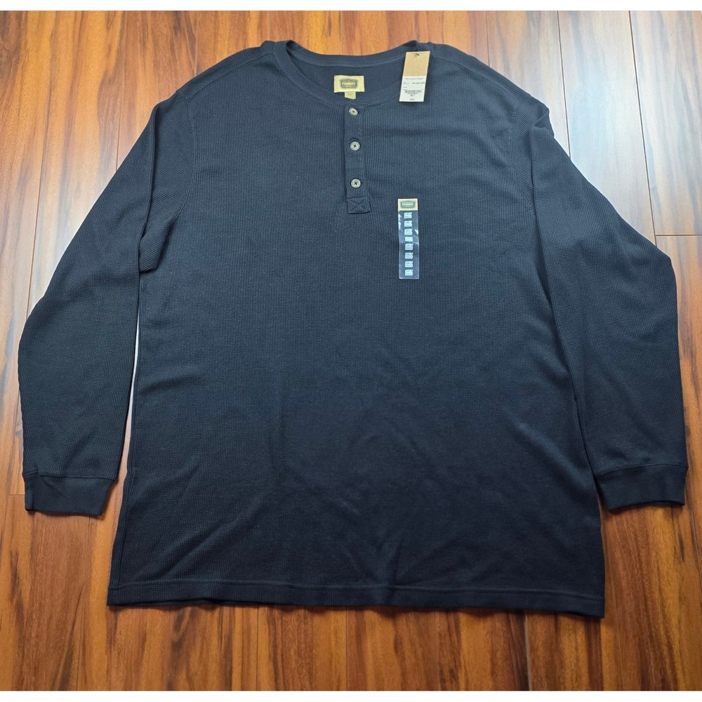 The Foundry Supply Co Mens 3XLT Black Waffle Knit Long Sleeve Henley Shirt NWT